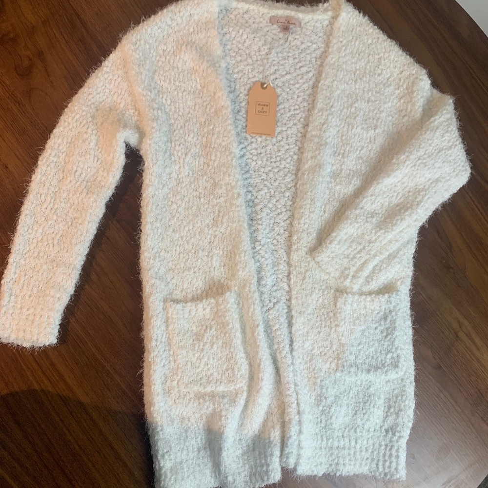 Fuzzy White Cardigan